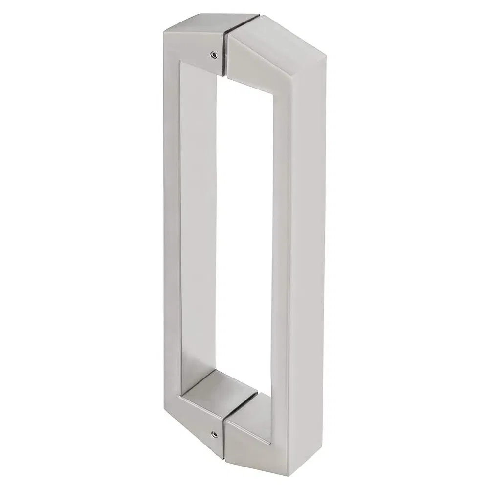 16-Inch Double Side Shower Glass Door Handle Pull Set Square Back-to-Back Heavy Thickening SUS304 Stainless Steel Brushed Nickel
