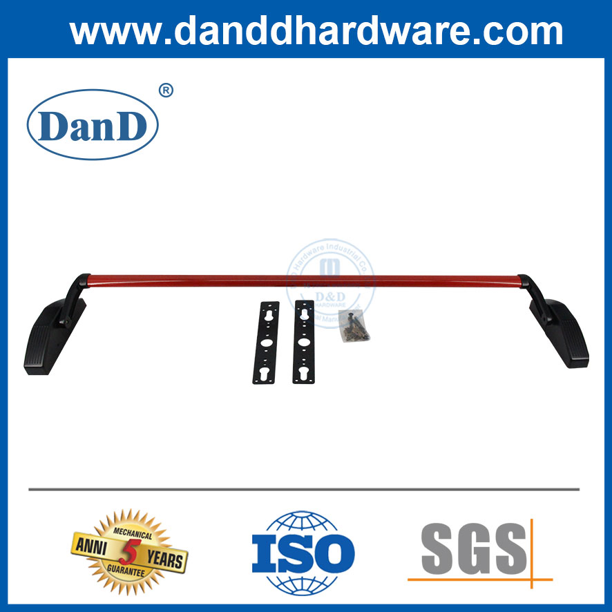 Commercial Door Hardware Lock Push Bar European Panic Bar Black Red Rod Traditional Steel Material Cross Bar Type Emergency Exit Device Panic Bar