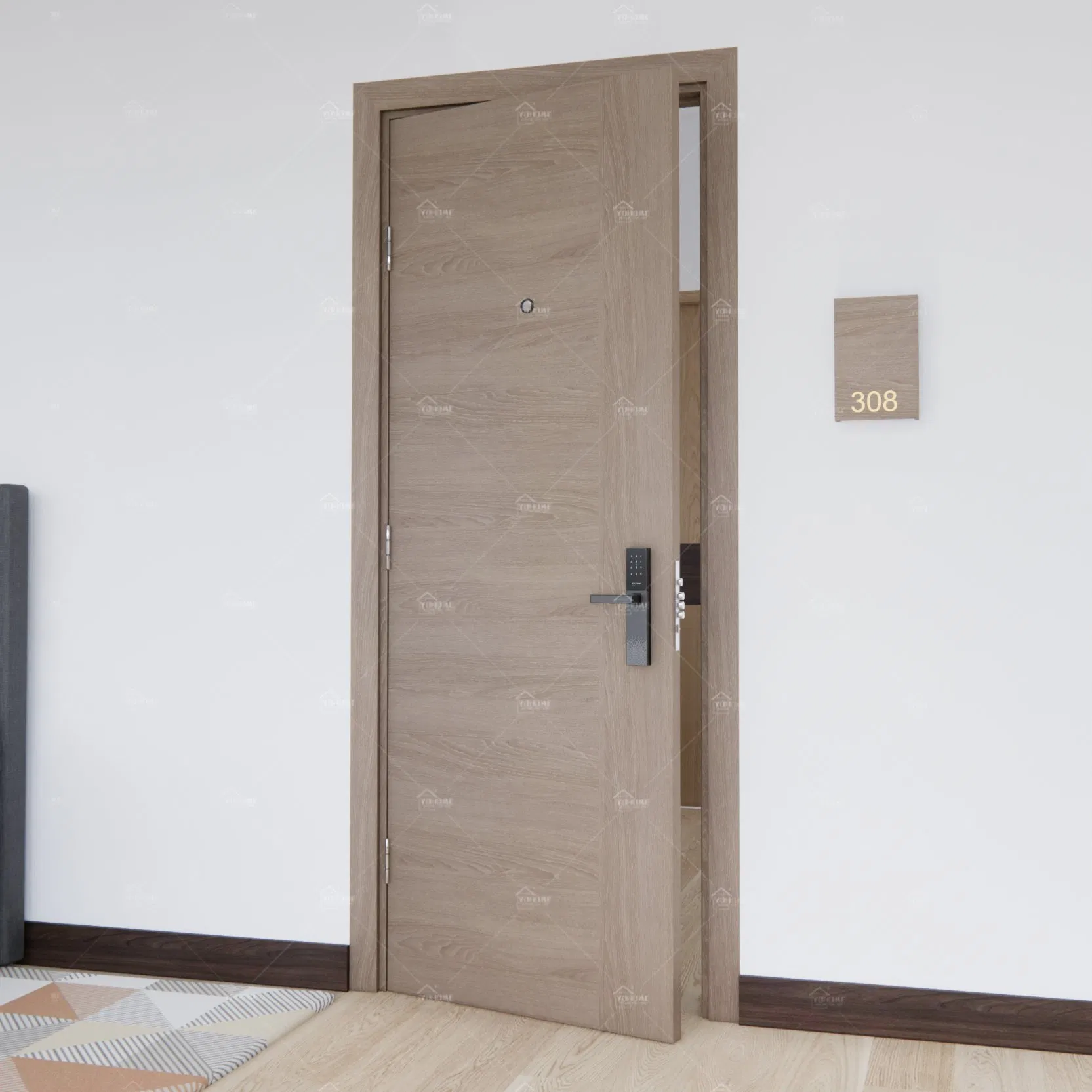 China Top Manufacturer Custom Hotel Project En BS Certified Fd30 Fd60 Contemporary Design Fire-Rated Doors for Hotels