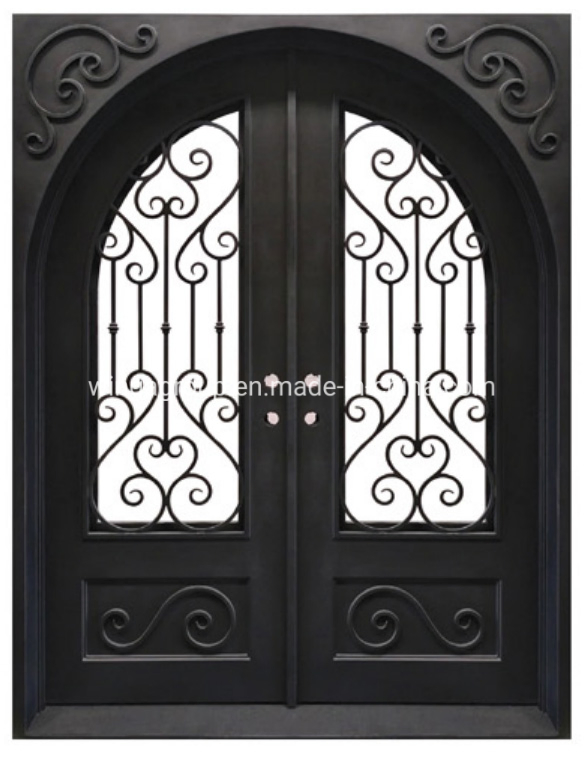 Luxury Exterior Main Entry Wrought Iron Design Security Steel Door