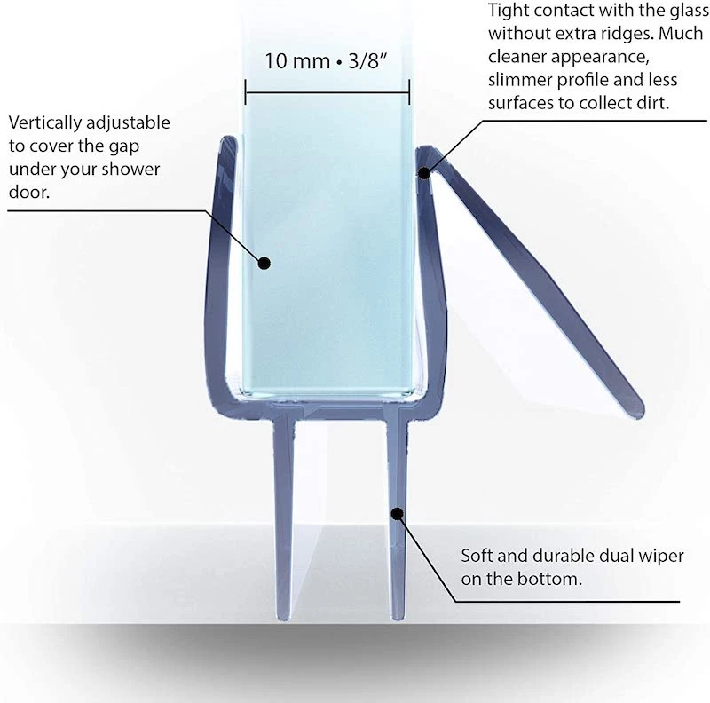 Waterproof Shower Glass Door Bottom Seal Frameless Shower Door Sweep