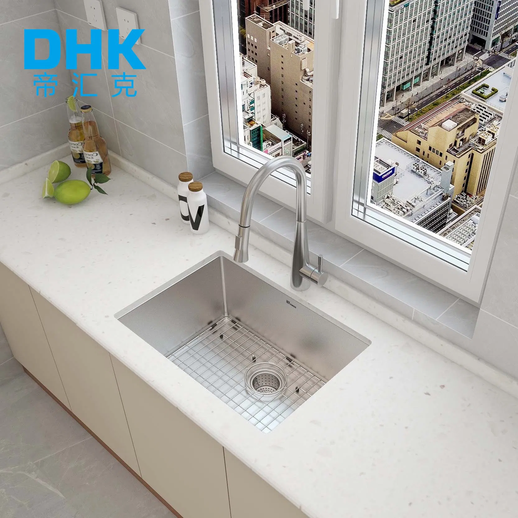 Commercial Modern Brushed Pull out Kitchen Sink Set Single Handle Hot and Cold Water Mixer Taps Stainless Steel Kitchen Faucet