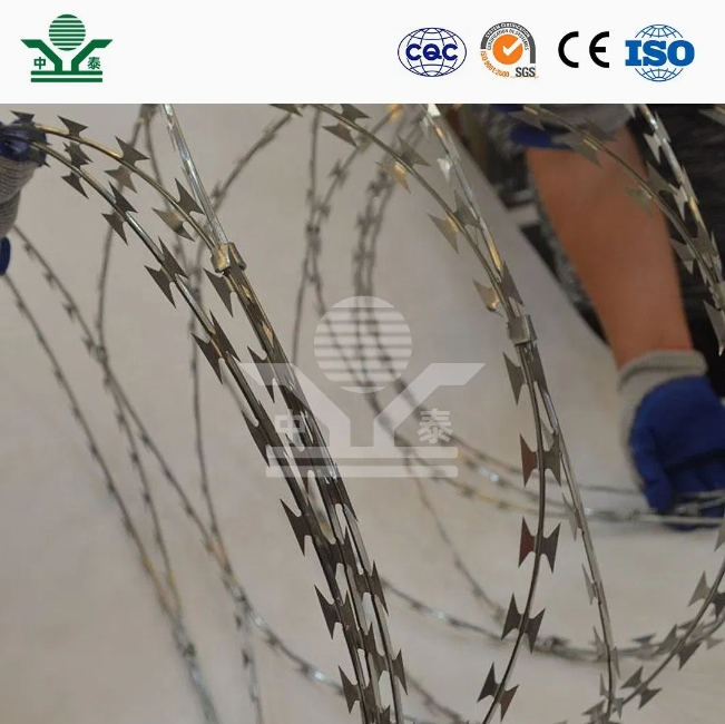 Zhongtai Razor Barbed Wire China Manufacturing 450mm Coil Diameter Razor Barbed Wire