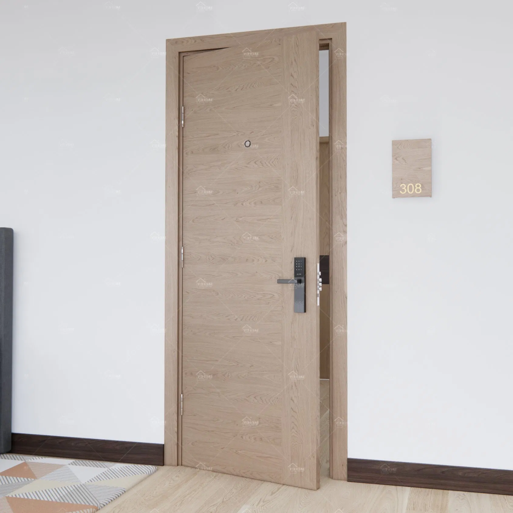 China Top Manufacturer Custom Hotel Project En BS Certified Fd30 Fd60 Contemporary Design Fire-Rated Doors for Hotels