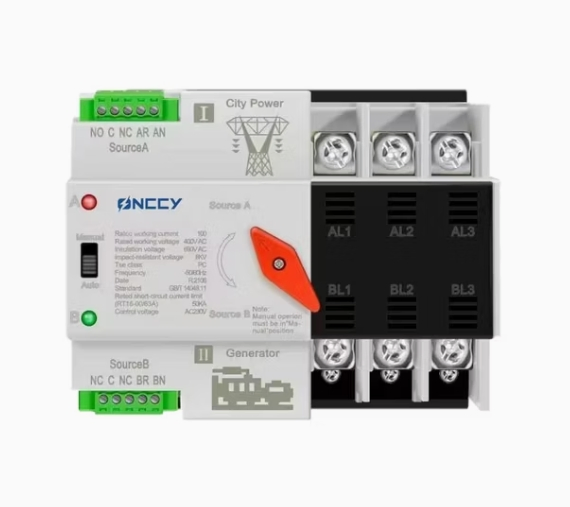 Solar Power Safety 690V C 16A 100A 5000 Times Mechanical Life Automatic Transfer ATS