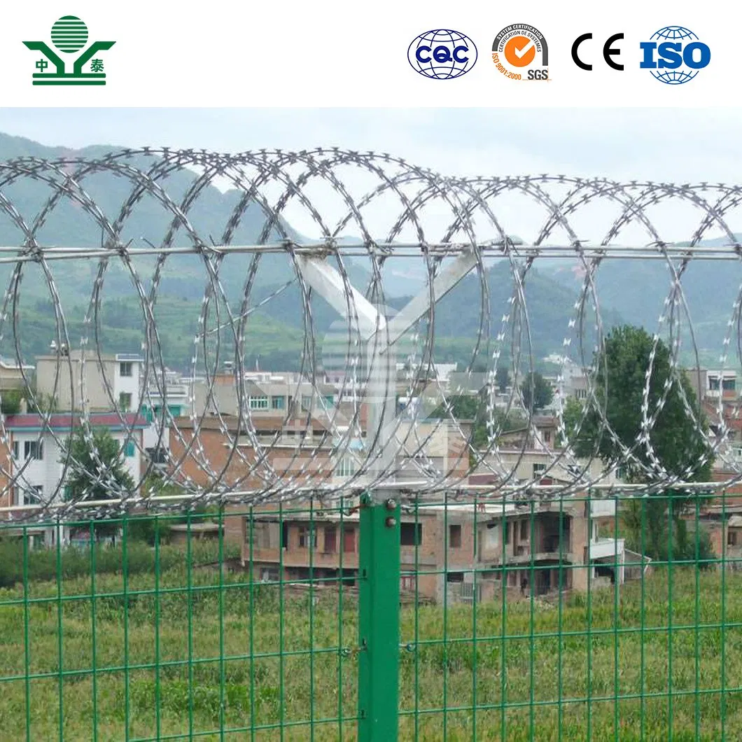 Zhongtai Mending Barbed Wire Fence China Manufacturers 50 Inch Coil Diameter Rzor Barbed Wire Used for Airport Security Electric Fence