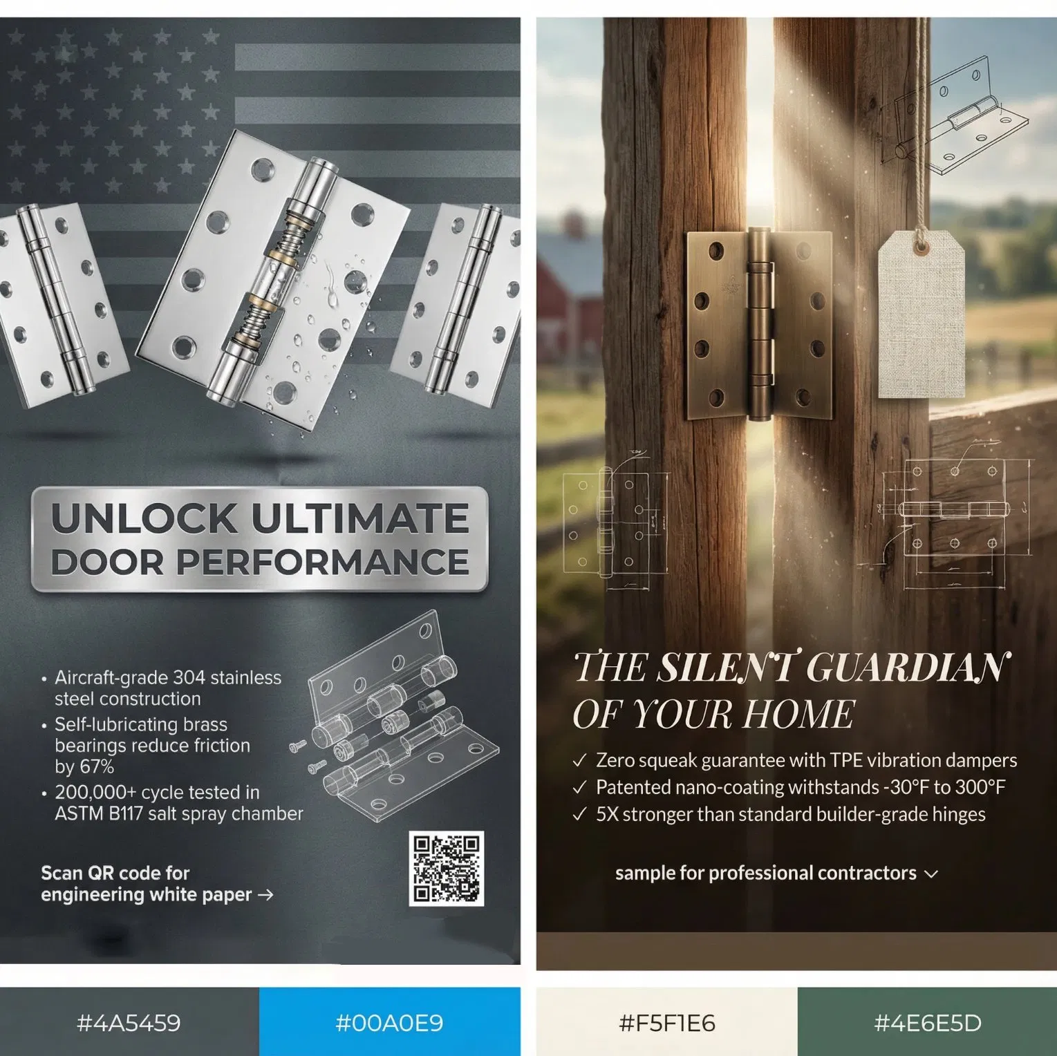 1bb Door Hardware 5" Ss Security Door Butt Wooden Door Hinge