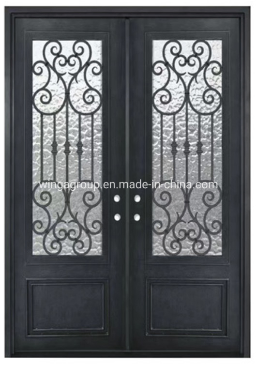 Luxury Exterior Main Entry Wrought Iron Design Security Steel Door