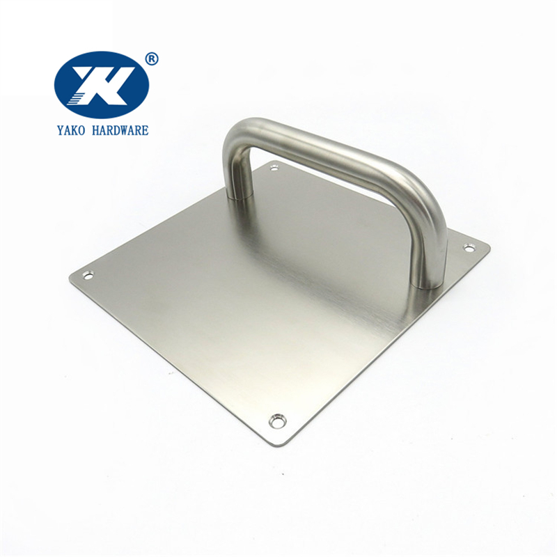 Wood Door Handle Set Lever on Shouldered Plate Stainless Steel Push and Pull Plate Door Handle