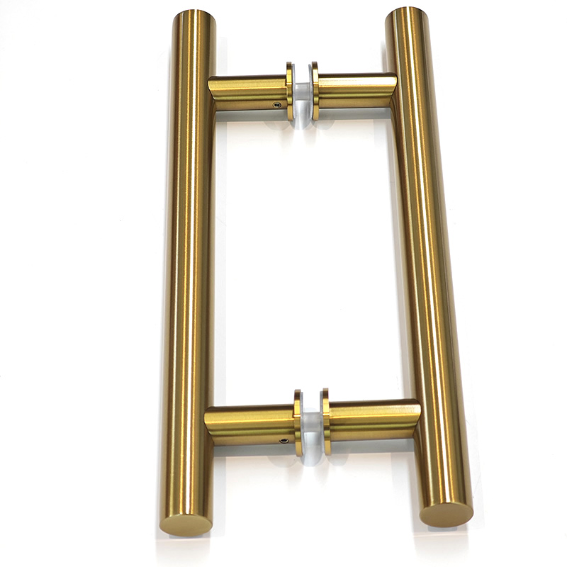Joboo Satin Gold Crl Beveled 90 Degree Solid Brass Shower Glass Door Hinge Clamp Combo and Stainless Steel Door Pull Handle Set