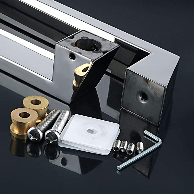 16-Inch Double Side Shower Glass Door Handle Pull Set Square Back-to-Back Heavy Thickening SUS304 Stainless Steel Polished Chrome