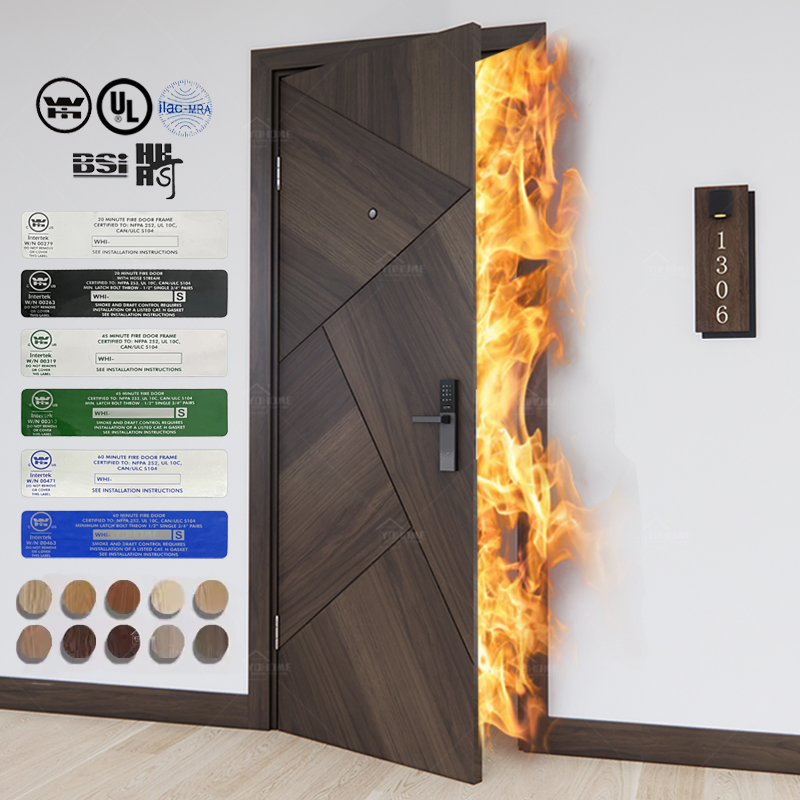 China Top Fire Door Factory Custom Italian Approved Fireproof Standard En 1634-1 Fire 30 60 90 120 Minute for Condos Hotel Project Fire Rated Wooden Doors