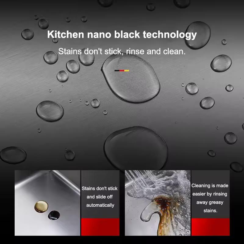 Whole Set 304 Stainless Steel Multi-Functional Kitchen Sink Big Single Bowl with Single Handle Pull Down Sink Kitchen Faucet