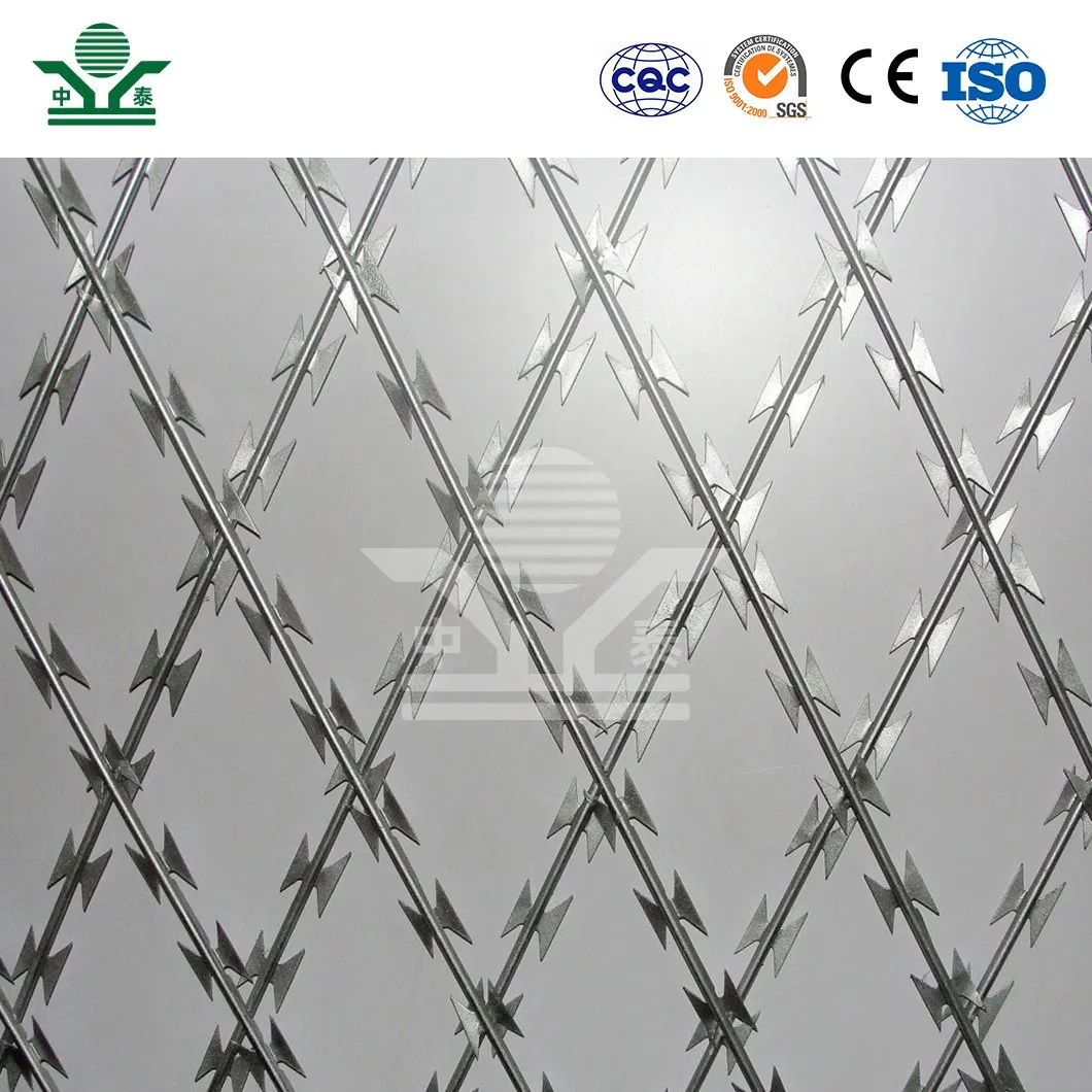 Zhongtai 4 Strand Barbed Wire China Manufacturers 10 - 15 M Length Razor Barbed Tape Wire Used for Secure Link Fence