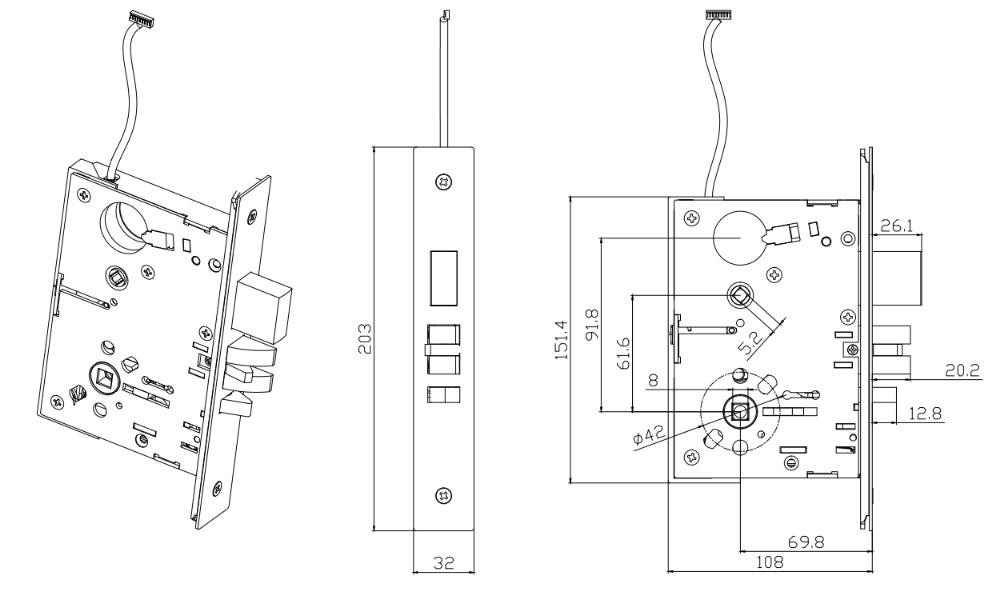 ANSI Grade Cylinder Heavy Duty Door Key Mortise Security Lock