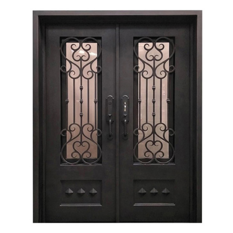 Luxury Exterior Main Entry Wrought Iron Design Security Steel Door