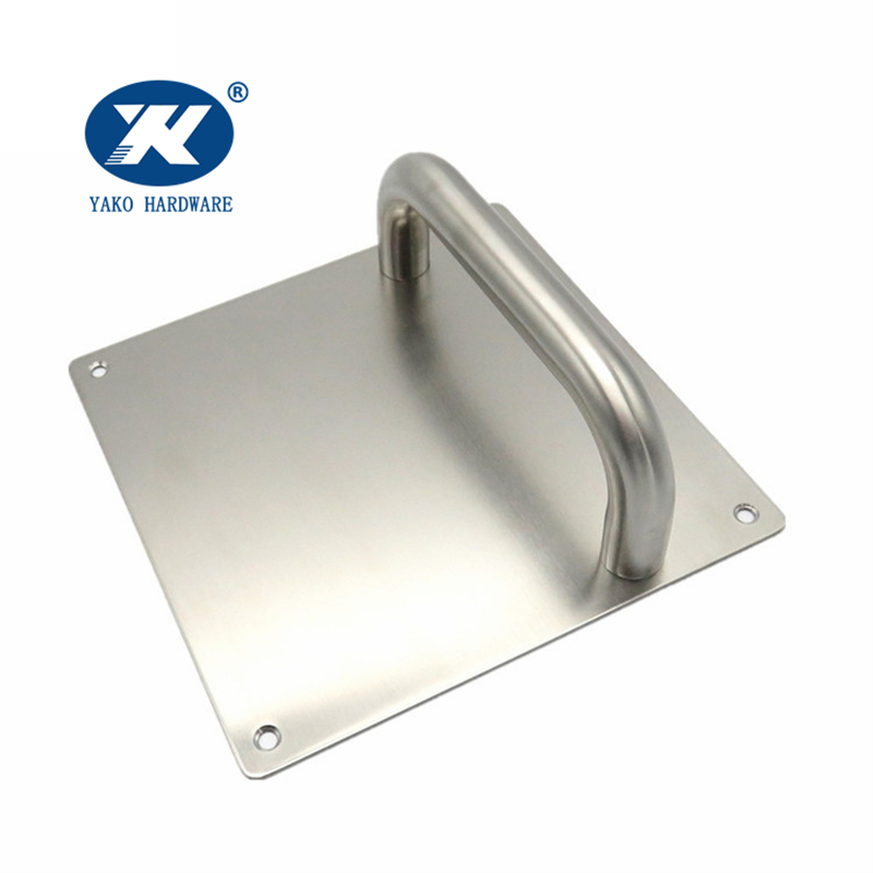 Wood Door Handle Set Lever on Shouldered Plate Stainless Steel Push and Pull Plate Door Handle