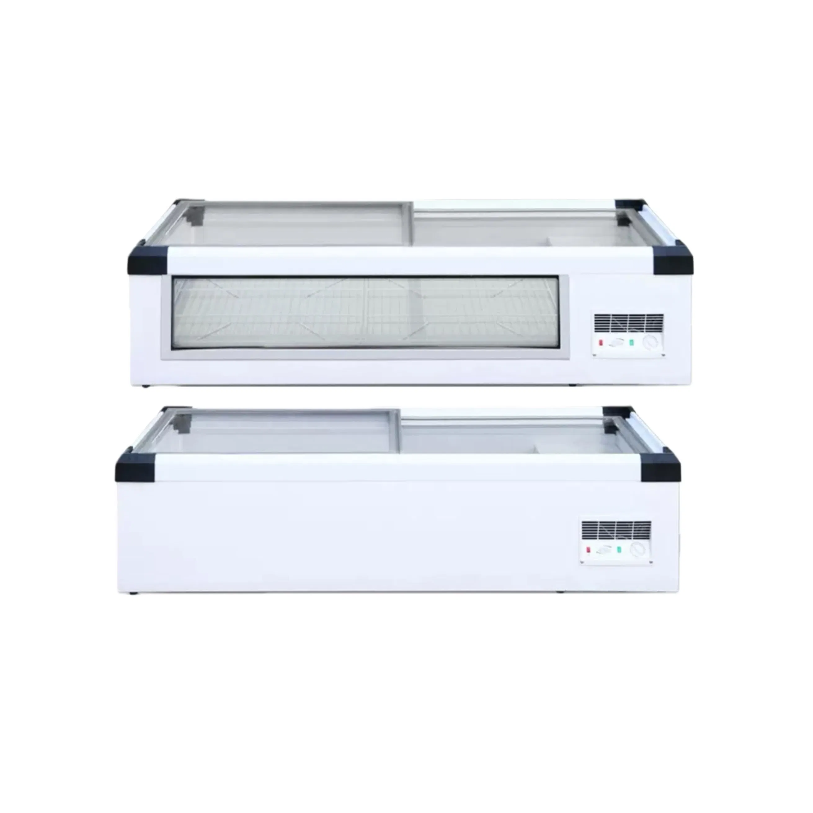 Night Market Commercial Island Display Freezer, Small Glass Surface Display Refrigerator for Stall Cold Storage &amp; Freezing