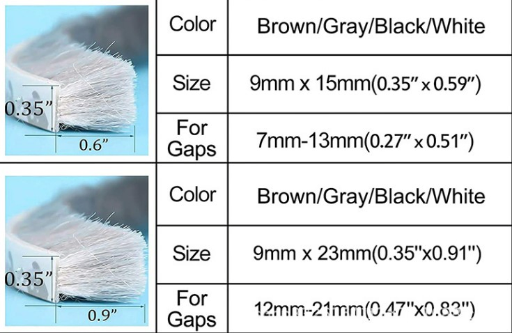 Brush Weather Stripping Self-Adhesive Pile Weatherstrip Draught Excluder for Sliding Windows and Door