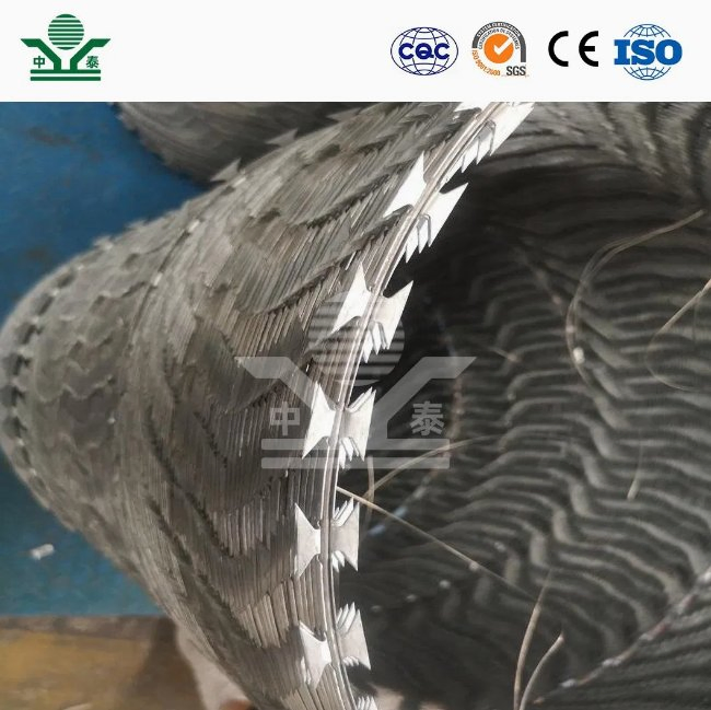 Zhongtai Razor Barbed Wire China Manufacturing 450mm Coil Diameter Razor Barbed Wire