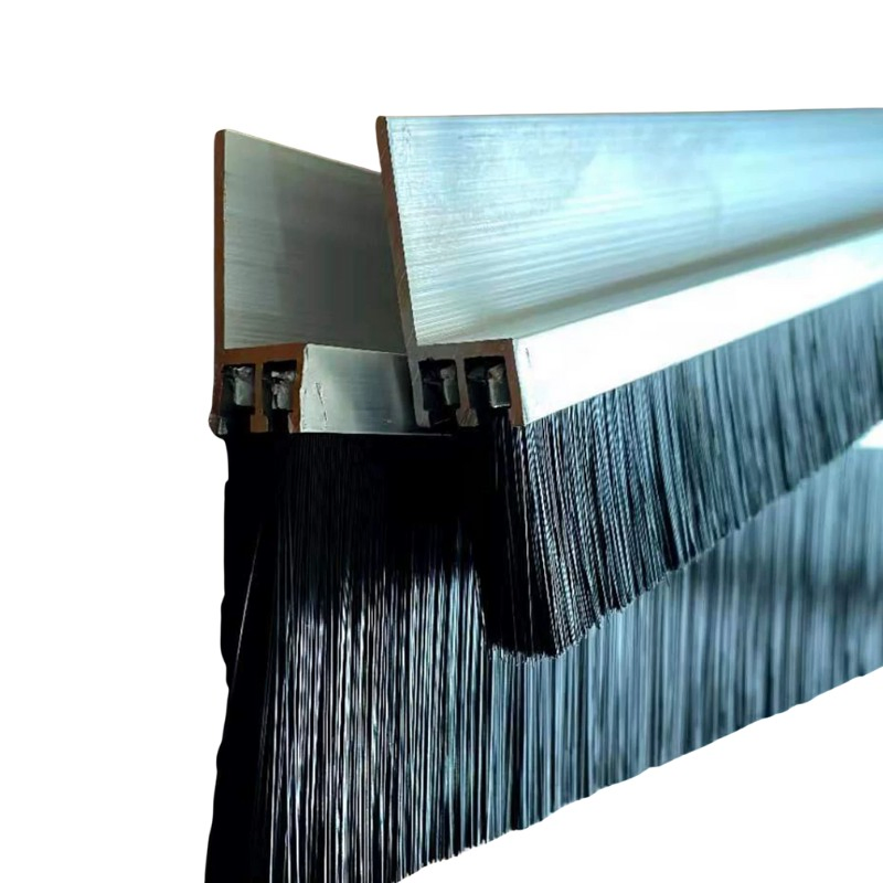 Aluminum Alloy Long Brush Edge Dust Stopper Insulation Brush Seal Door Draught Seal Bottom Brush Door Sweeps for Exterior Doors