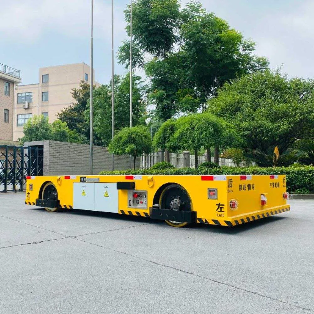 2025 New Product Steel Factory Trackless Plate Transport Cart Electric Flat Transfer Carriage