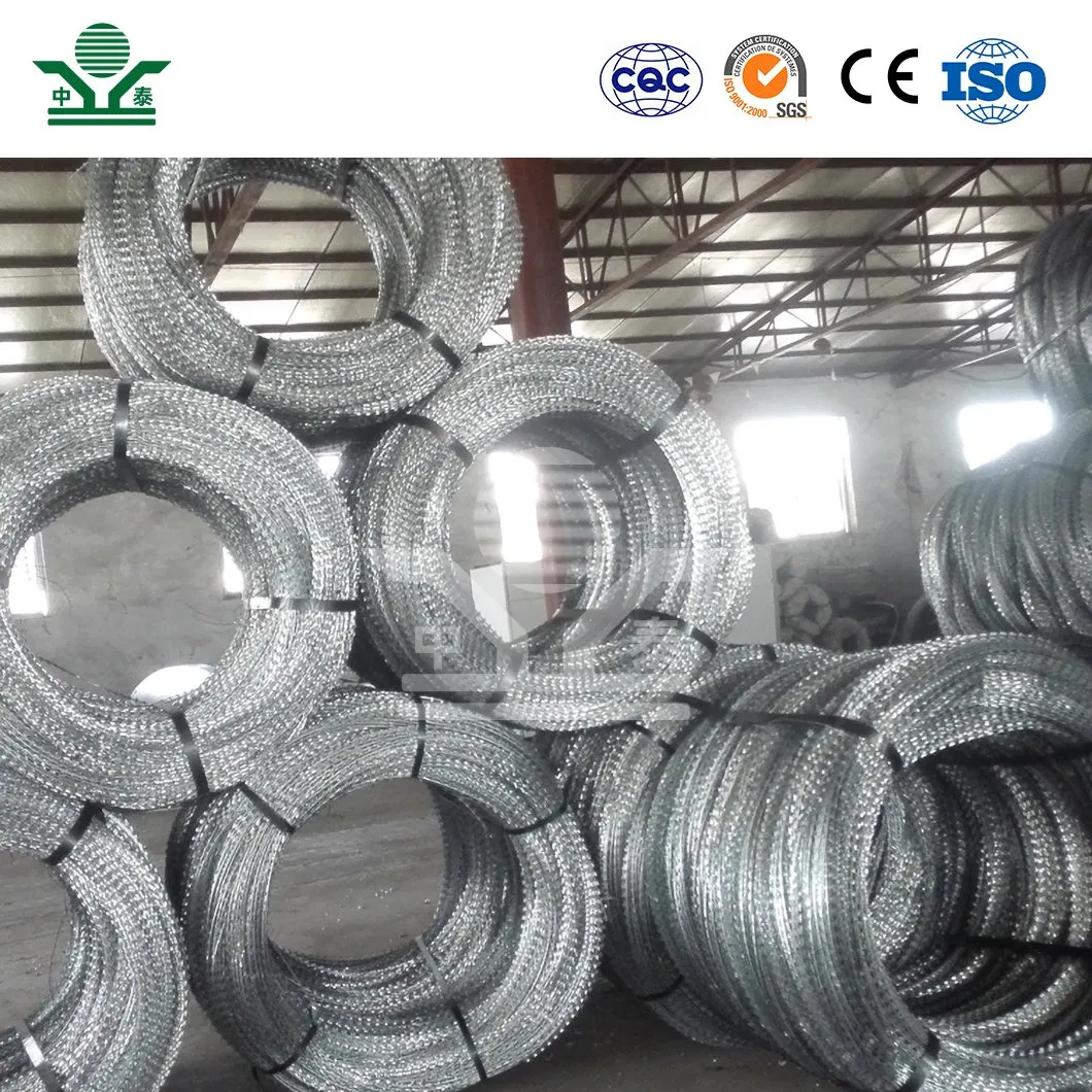 Zhongtai 500m Barbed Wire China Wholesalers 980mm Coil Diameter Razor Blade Barbed Wire Used for Airport Fence