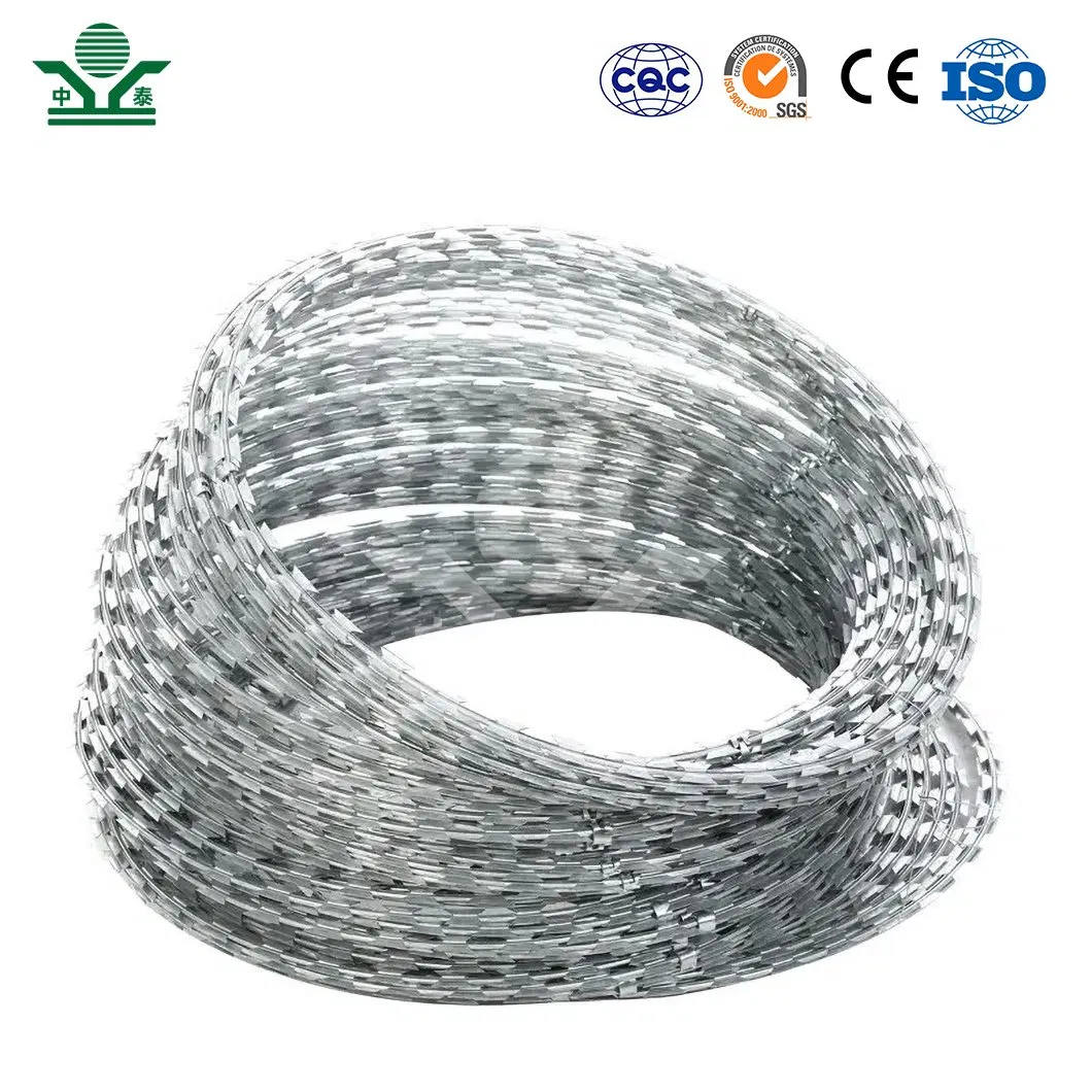 Zhongtai Barbed Wire Mesh Fence China Manufacturers 4m 10m 15 - 20m Length Rust Proof Razor Barbed Wire Used for Anti-Climb Temporary Fence