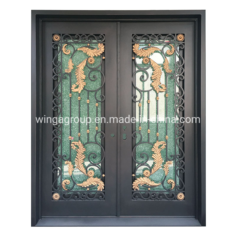 Luxury Exterior Main Entry Wrought Iron Design Security Steel Door