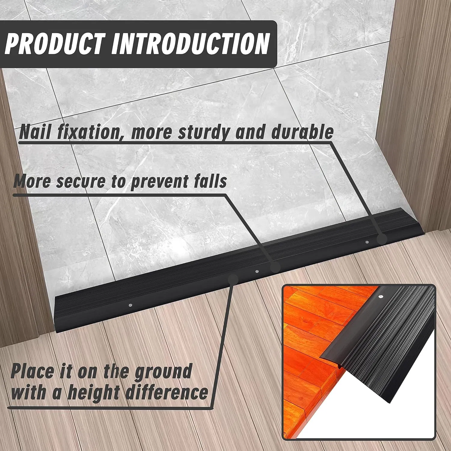 Gardens Adjustable Height Exterior Aluminum and Hardwood Sill Inswing Door Bottom Threshold