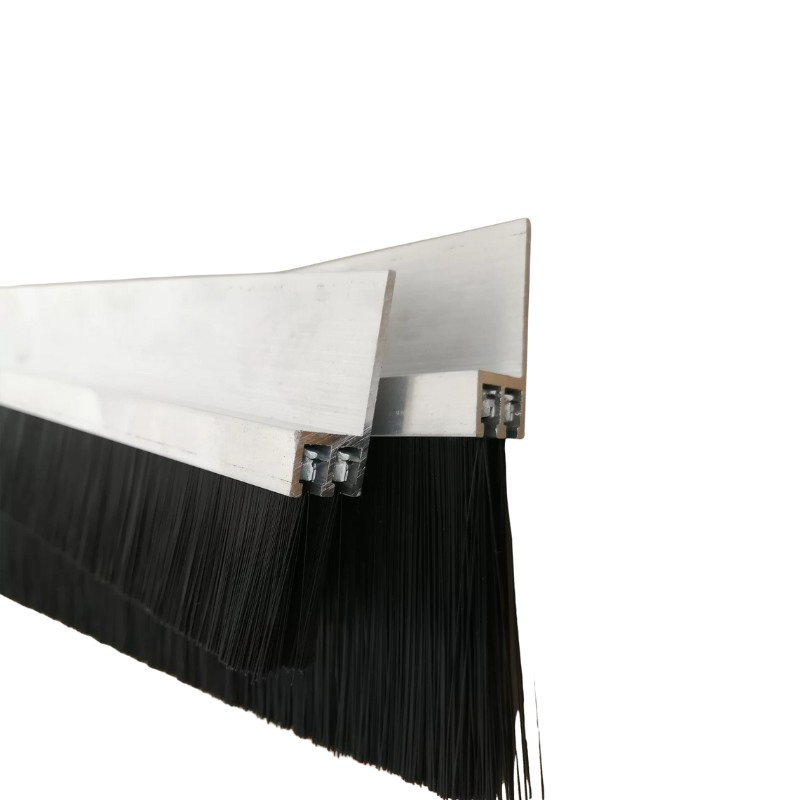 Aluminum Alloy Long Brush Edge Dust Stopper Insulation Brush Seal Door Draught Seal Bottom Brush Door Sweeps for Exterior Doors