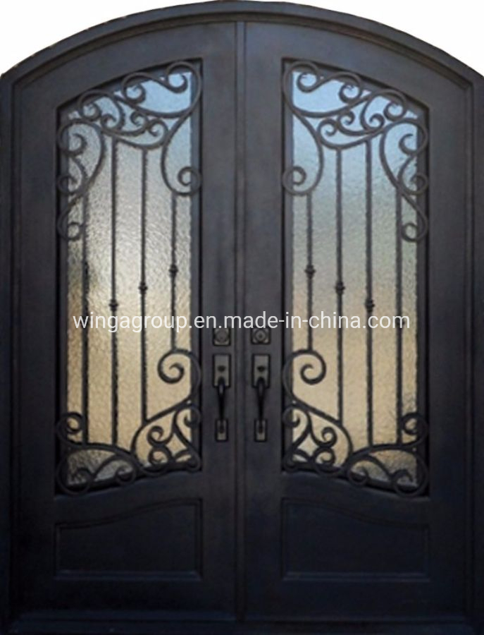 Custom Double Single Exterior Front Forged Wrought Iron Metal Steel Security Entry Exterior Door