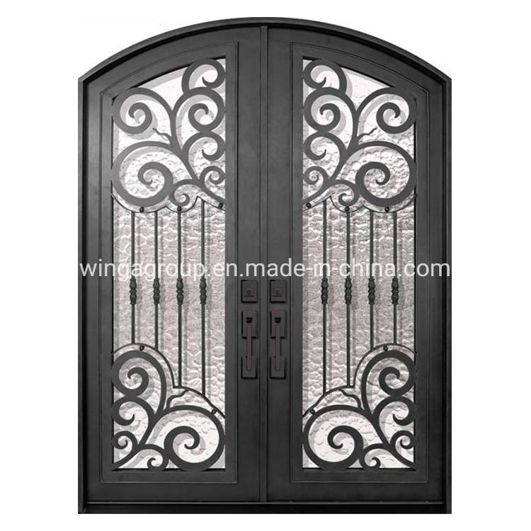 Custom Double Single Exterior Front Forged Wrought Iron Metal Steel Security Entry Exterior Door