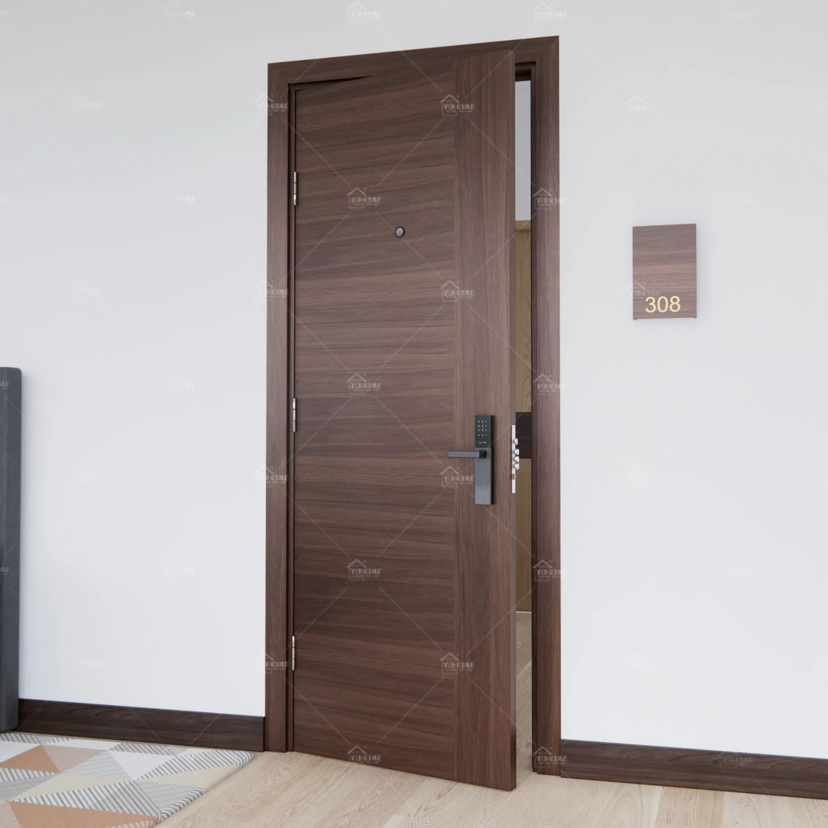 China Top Fire Door Manufacturing CE Certified Entry Wood Hotel Room Fire Rated Door
