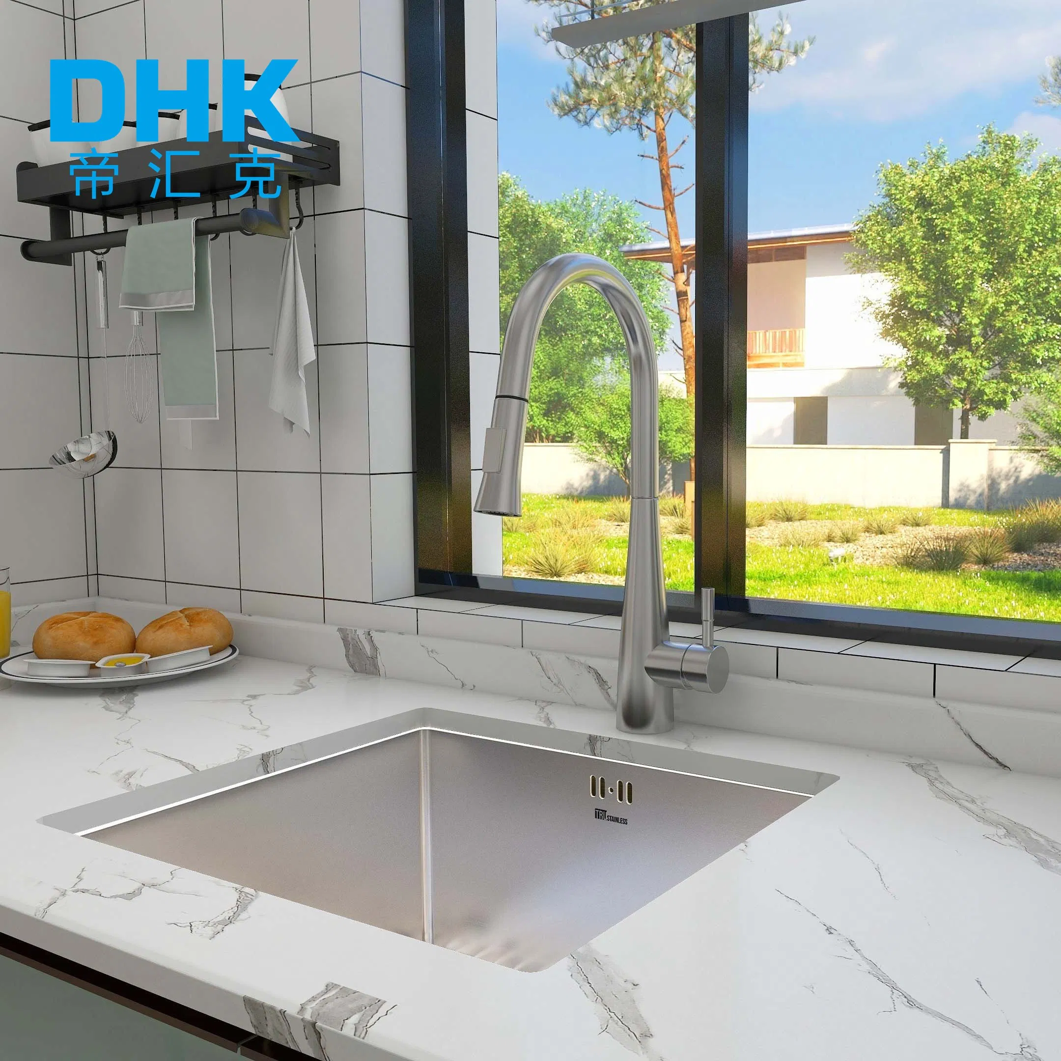 Commercial Modern Brushed Pull out Kitchen Sink Set Single Handle Hot and Cold Water Mixer Taps Stainless Steel Kitchen Faucet