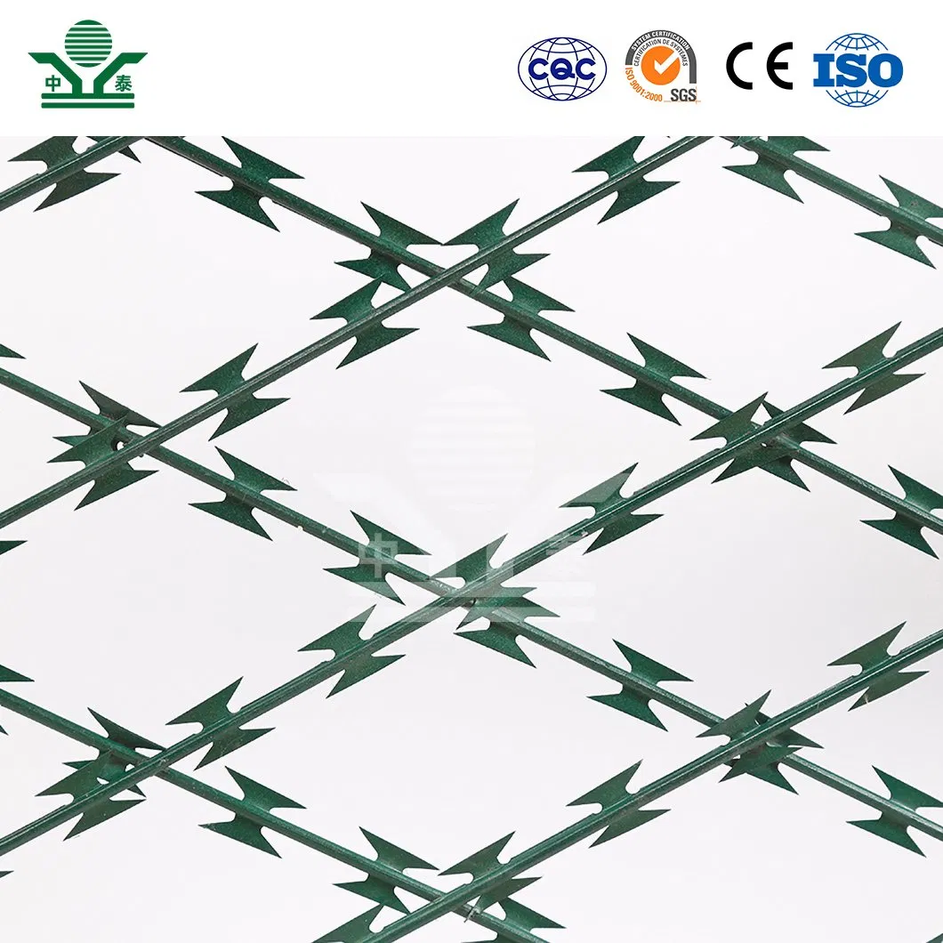 Zhongtai 4 Strand Barbed Wire China Manufacturers 10 - 15 M Length Razor Barbed Tape Wire Used for Secure Link Fence