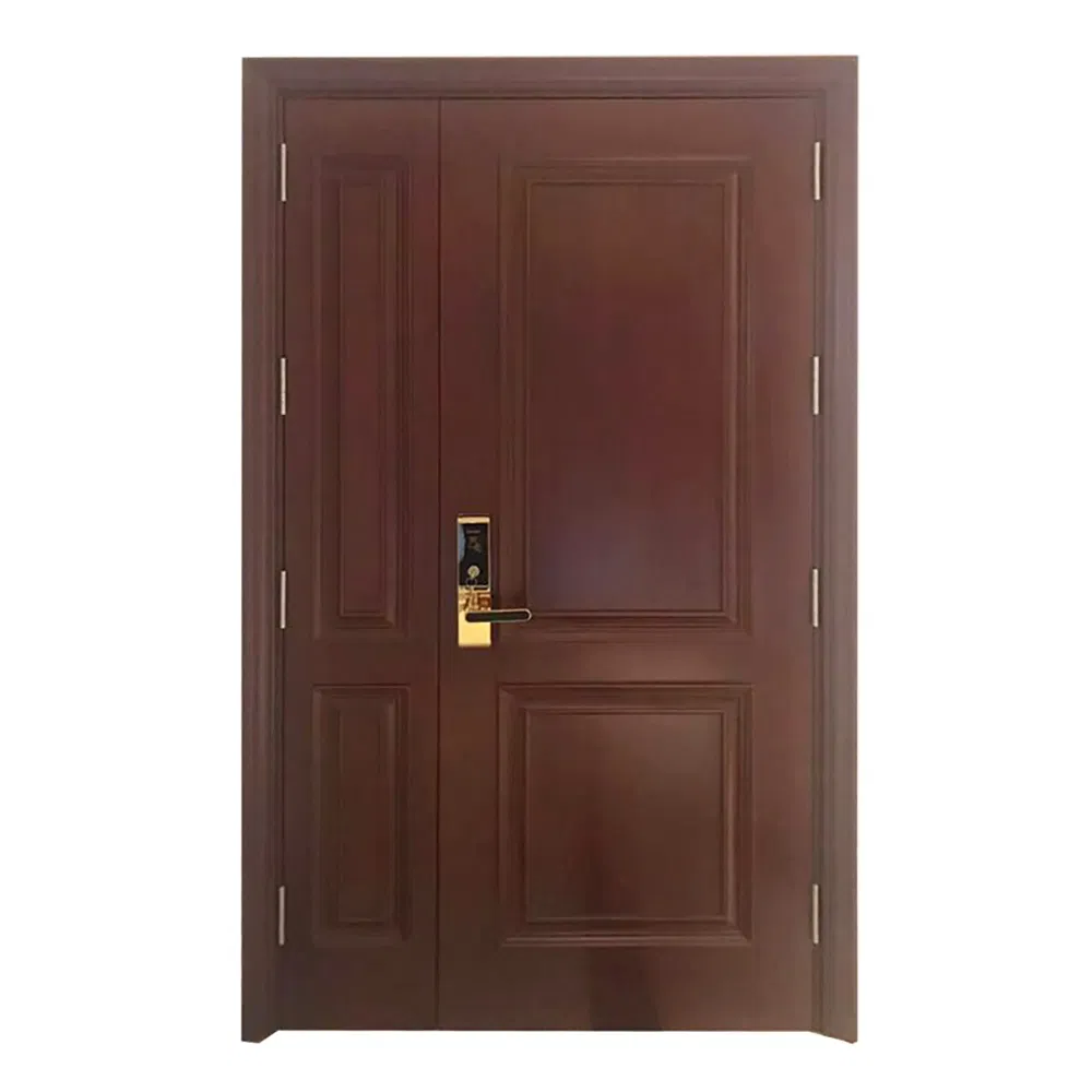 Interior Apartment Fireproof Emergency Laminated Veneer Metal Frame Entrance Fire Exit Solid Timber Room Fire Emergency Wooden Entry Fire Rated Wood Door