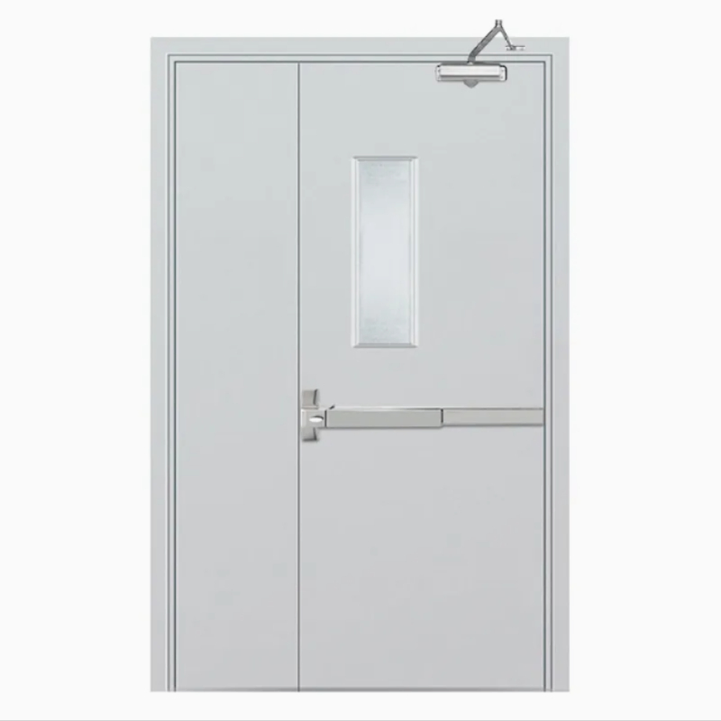 Commercial Fireproof Metal Push Bar Emergency Exit Device Steel Door with Durable Hardware