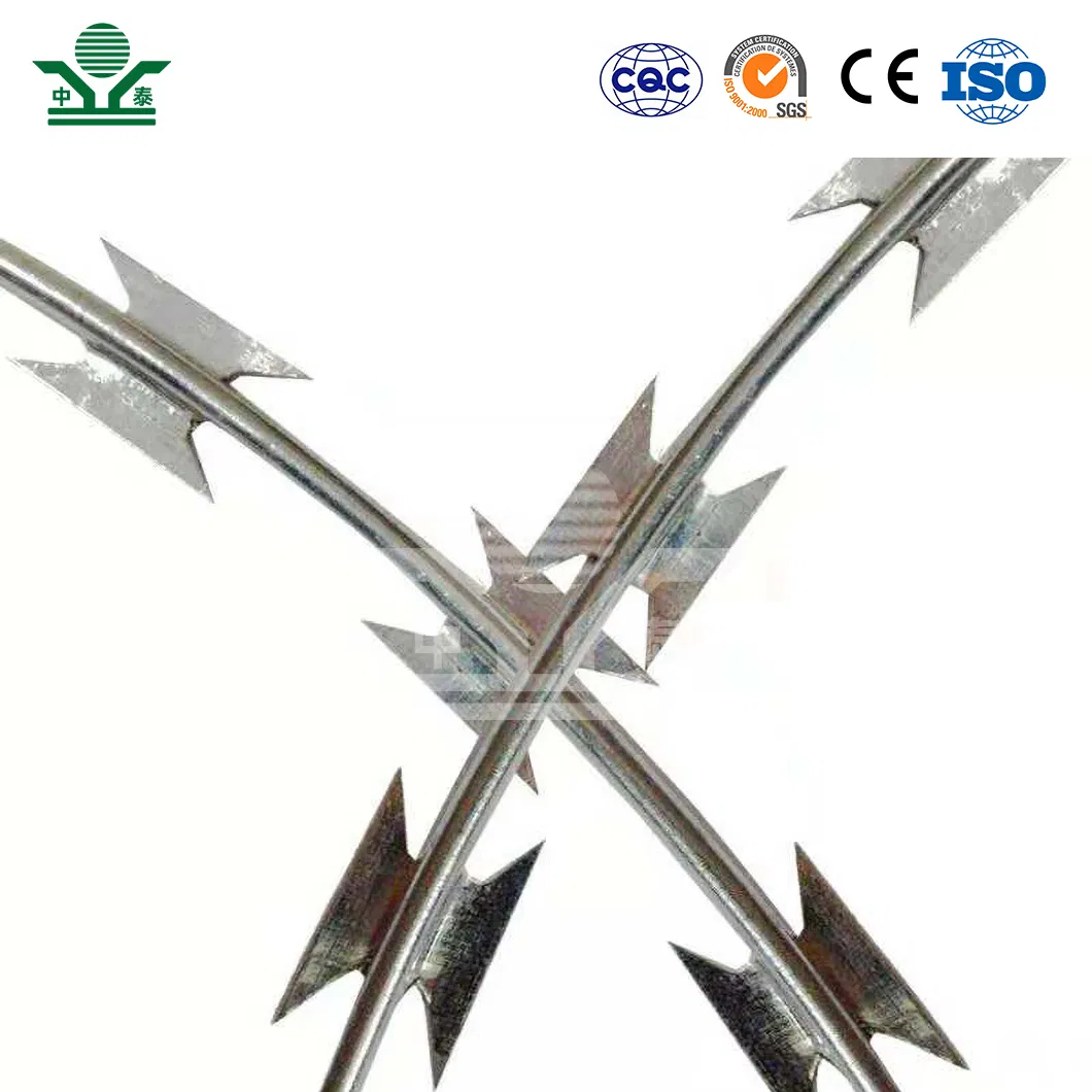 Zhongtai Barbed Wire Mesh Fence China Manufacturers 4m 10m 15 - 20m Length Rust Proof Razor Barbed Wire Used for Anti-Climb Temporary Fence