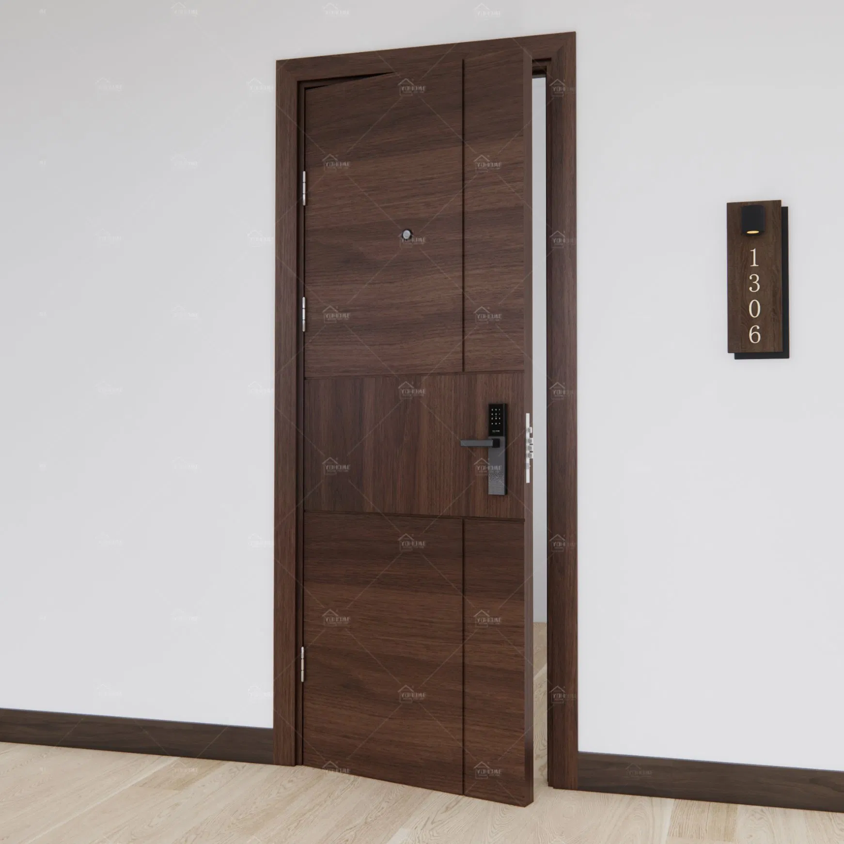 China Top Manufacturer Custom Hotel Project En BS Certified Fd30 Fd60 Contemporary Design Fire-Rated Doors for Hotels