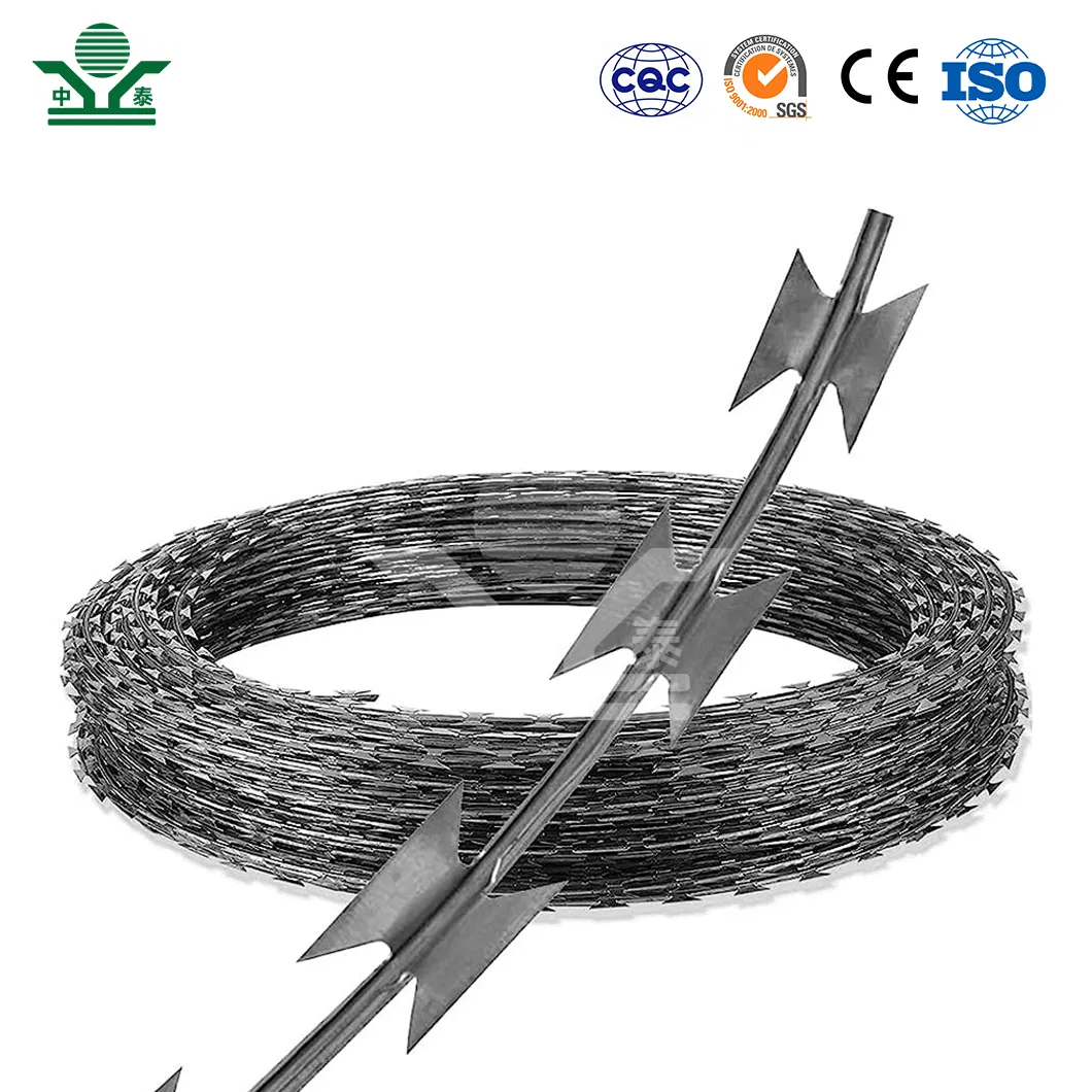 Zhongtai Blade Fencing Wire China Manufacturers 980mm Coil Diameter Modern Security Fencing Razor Barbed Wire Used for Security Palisade Fence