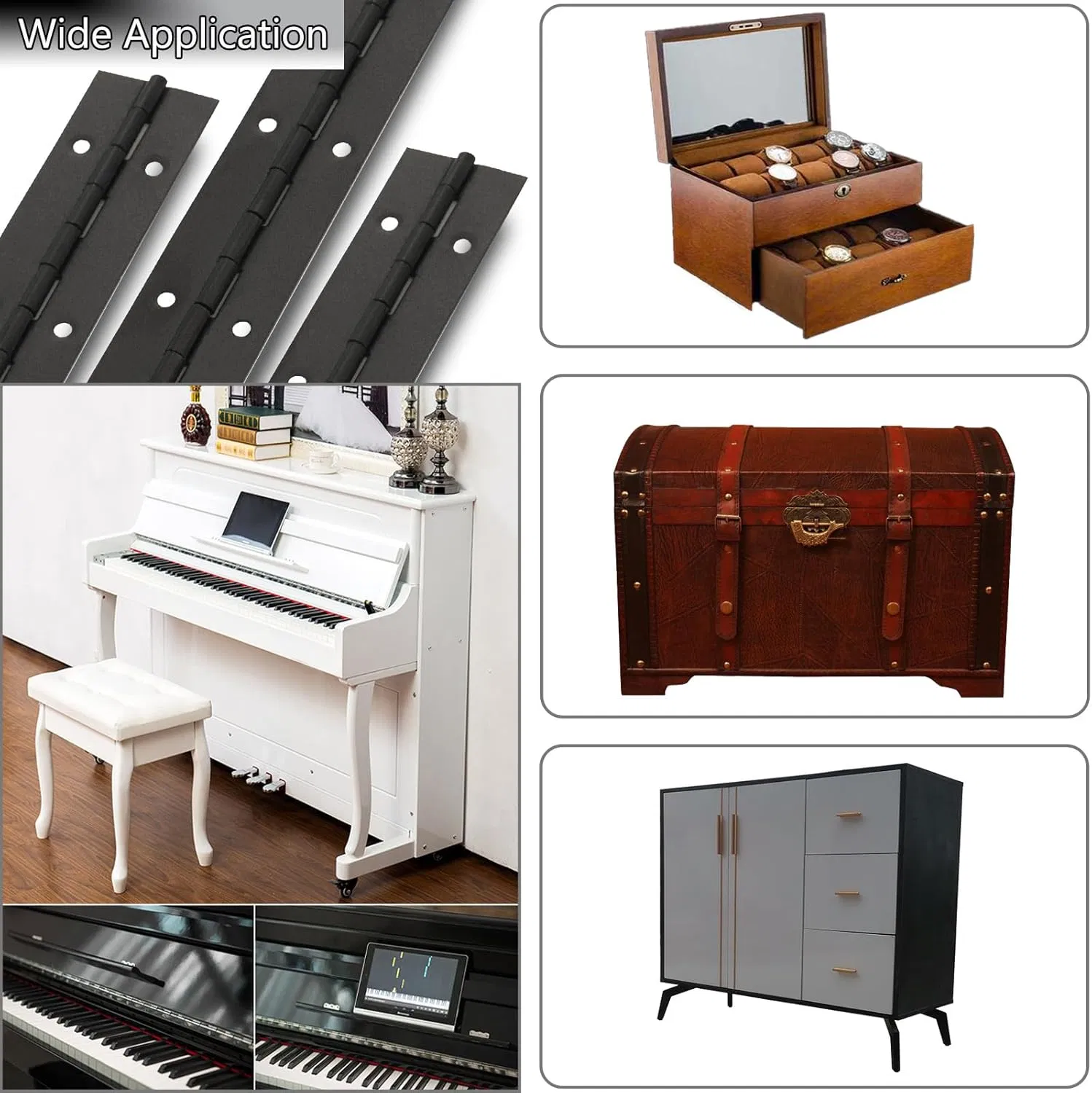 Hardware Tools Long Stainless Steel Door Custom Size Continuous Heavy-Duty Piano Hinges