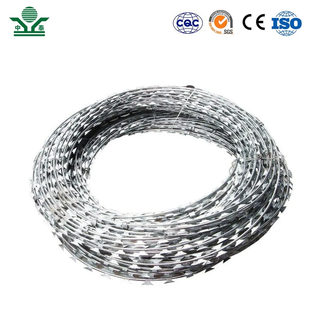 Zhongtai Galvanized Citadel Barb Wire China Manufacturers 980mm Diameter 600mm Coil Diameter Concertina Razor Barbed Wire Used for Anti Climb Mesh 358 Fence