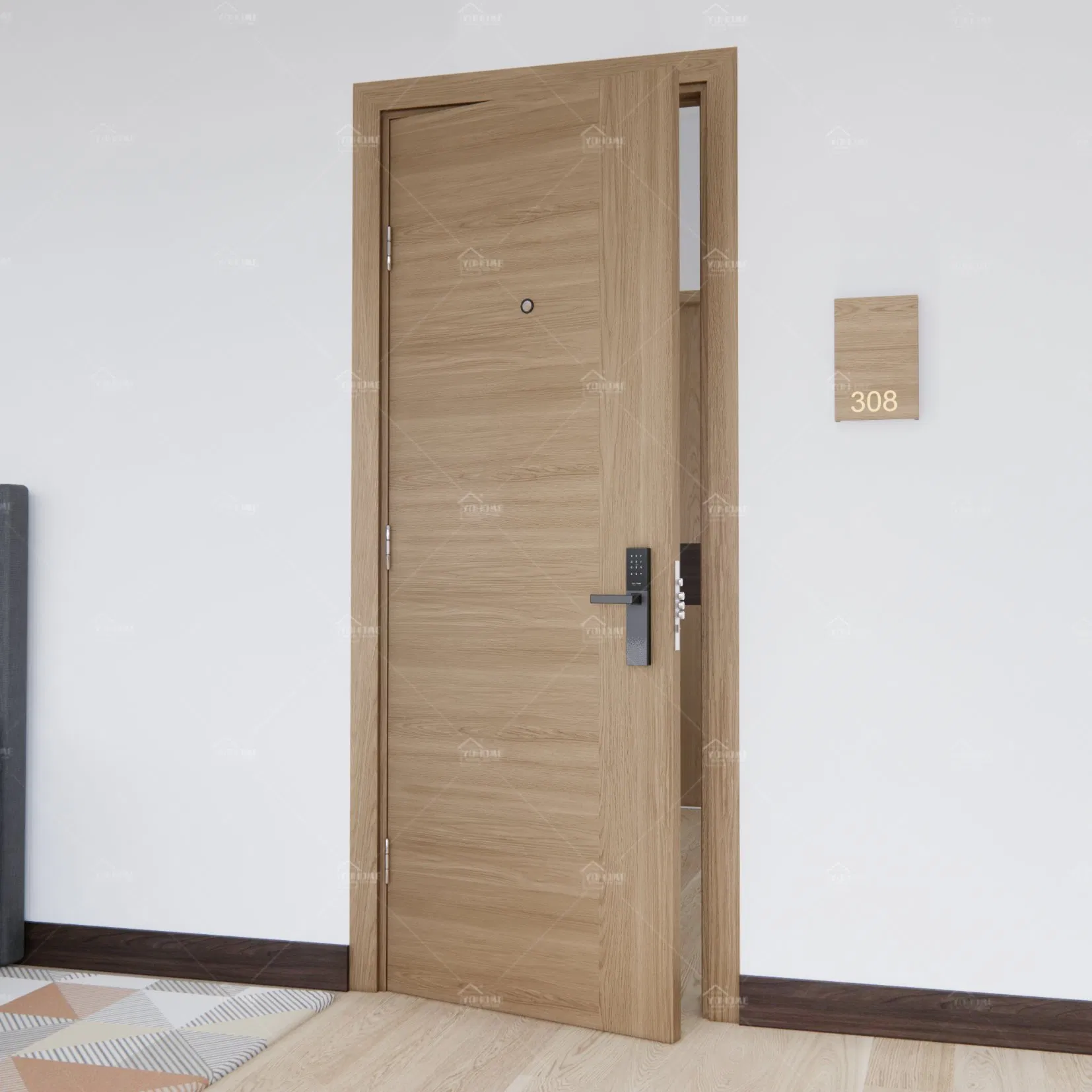 China Top Fire Door Manufacturing CE Certified Entry Wood Hotel Room Fire Rated Door