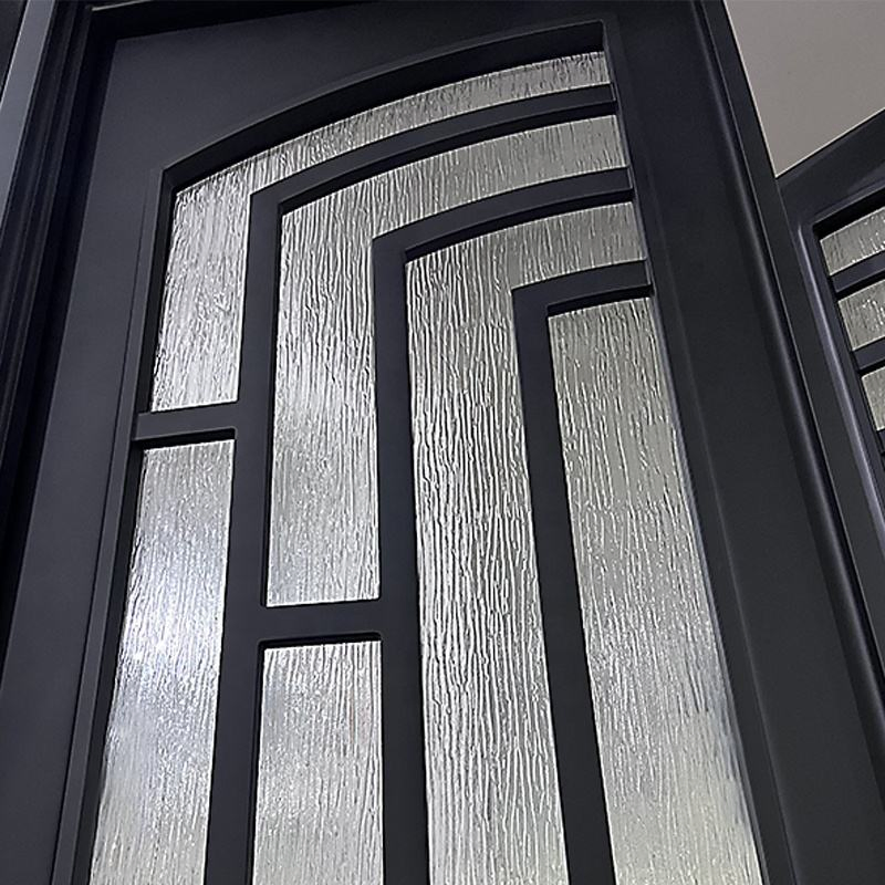 New Front Design Exterior Wrought Iron Entrance Double Steel Security Metal Doors