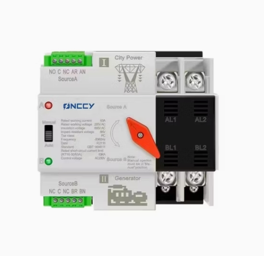 Solar Power Safety 690V C 16A 100A 5000 Times Mechanical Life Automatic Transfer ATS