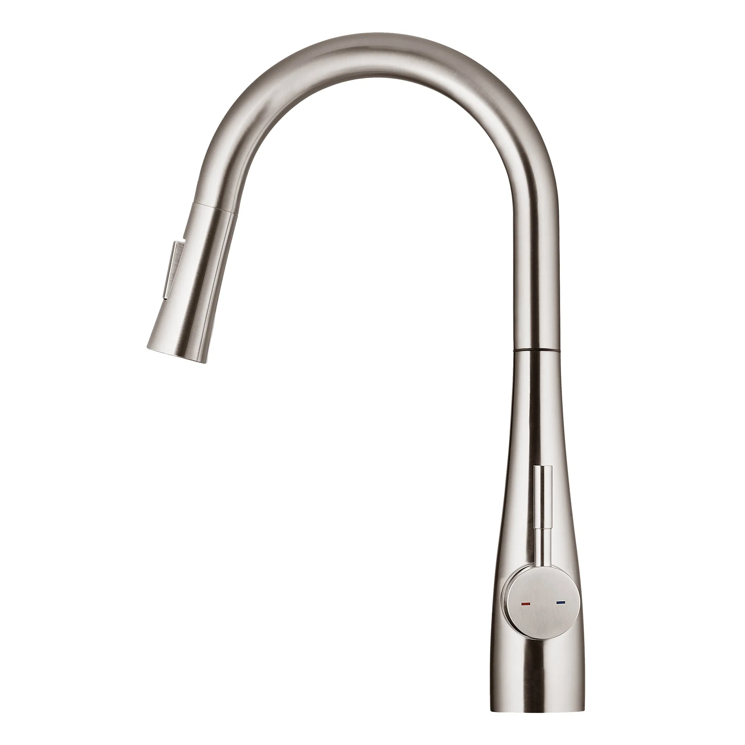 Spring Pull Down Brushed Nickel 304 Stainless Steel Sink Set Single Handle Goose Neck Kitchen Tap Kitchen Faucet