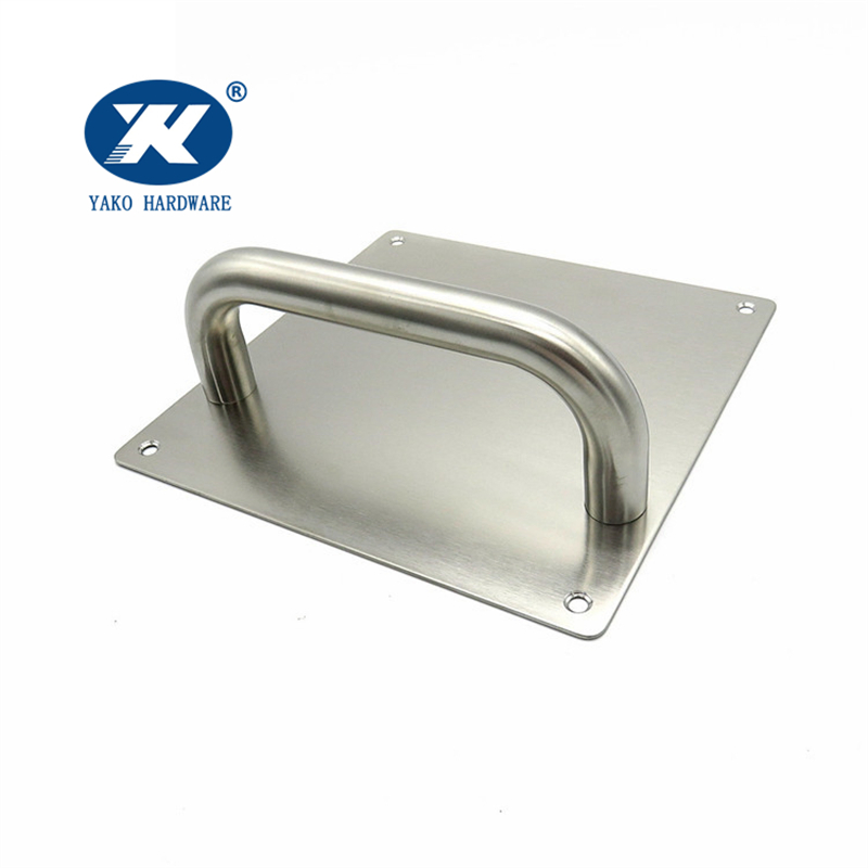 Wood Door Handle Set Lever on Shouldered Plate Stainless Steel Push and Pull Plate Door Handle