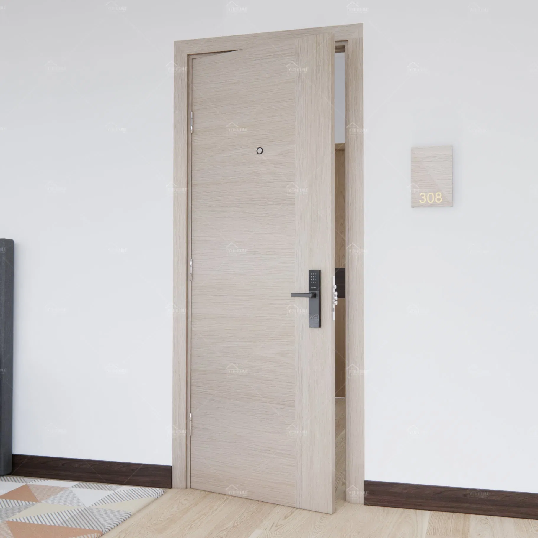 China Top Fire Door Manufacturing CE Certified Entry Wood Hotel Room Fire Rated Door