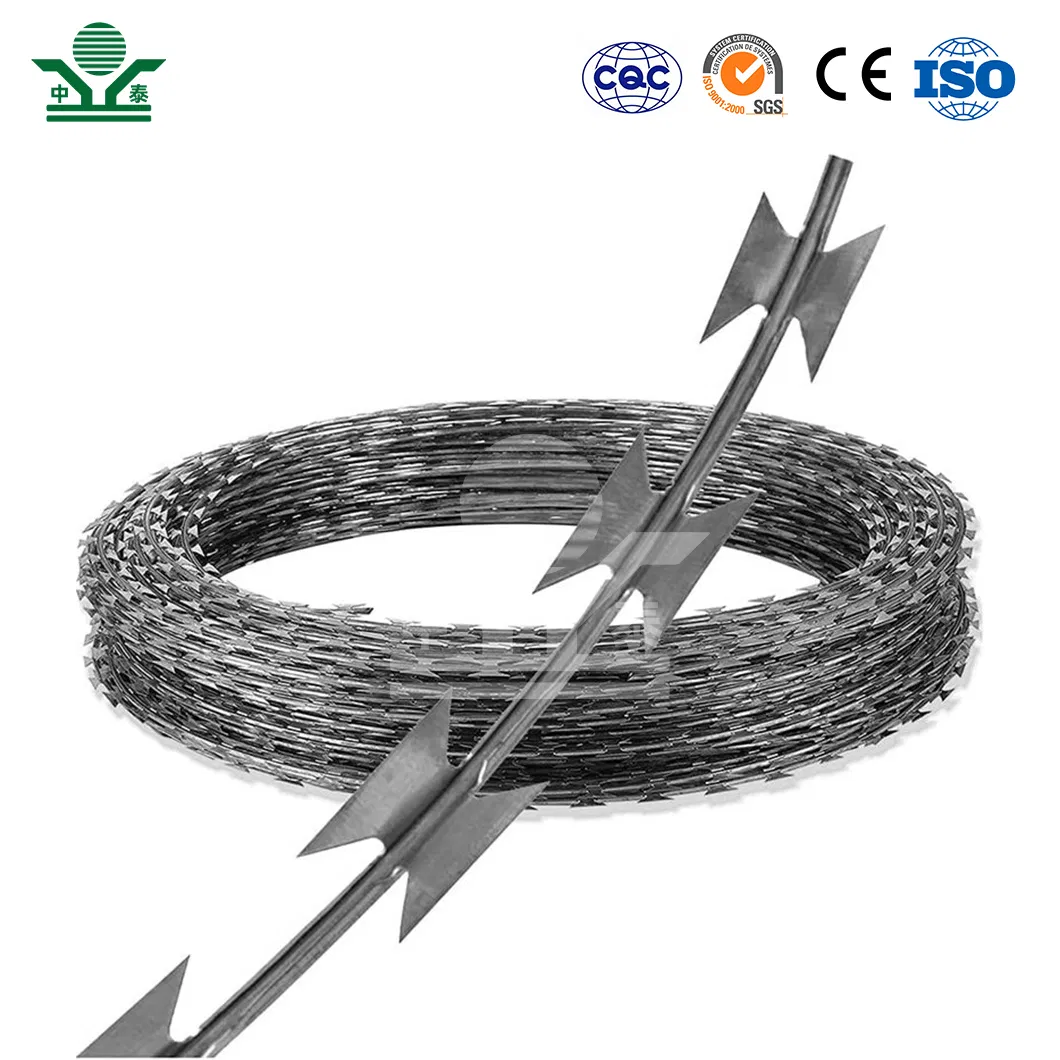 Zhongtai Barbed Wire Mesh Fence China Manufacturers 4m 10m 15 - 20m Length Rust Proof Razor Barbed Wire Used for Anti-Climb Temporary Fence